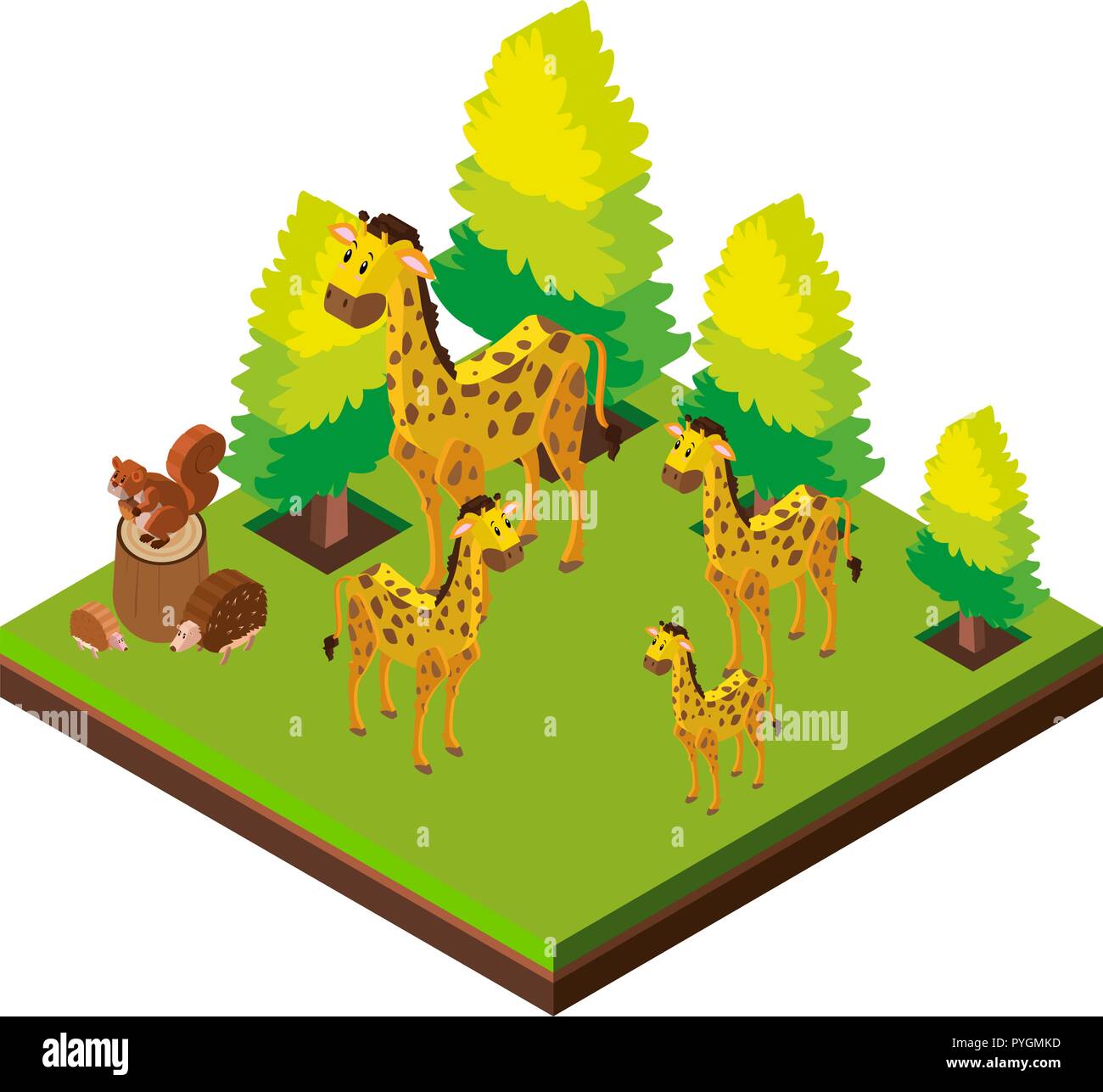 3D design per le giraffe allo zoo illustrazione Illustrazione Vettoriale