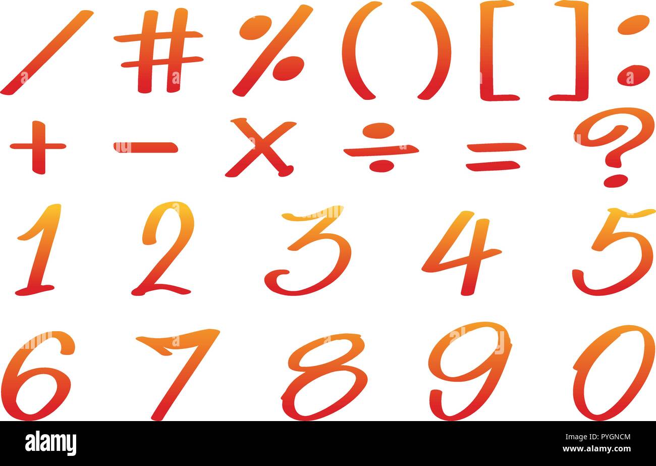 Numeri e segni matematici in colore rosso illustrazione Illustrazione Vettoriale