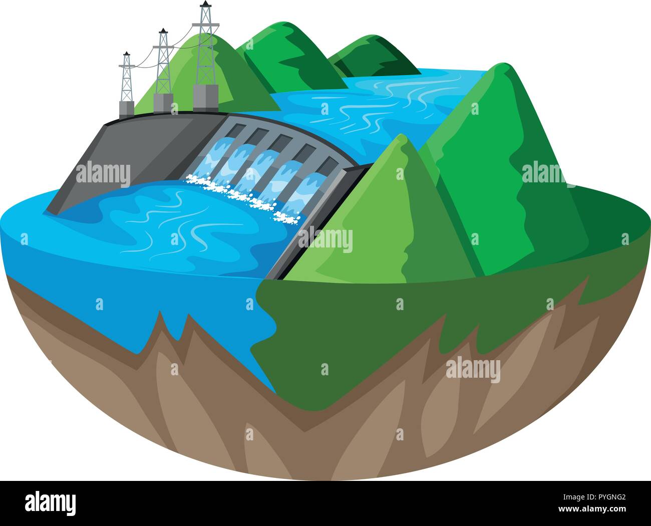 Il design 3D per dam in montagna illustrazione Illustrazione Vettoriale