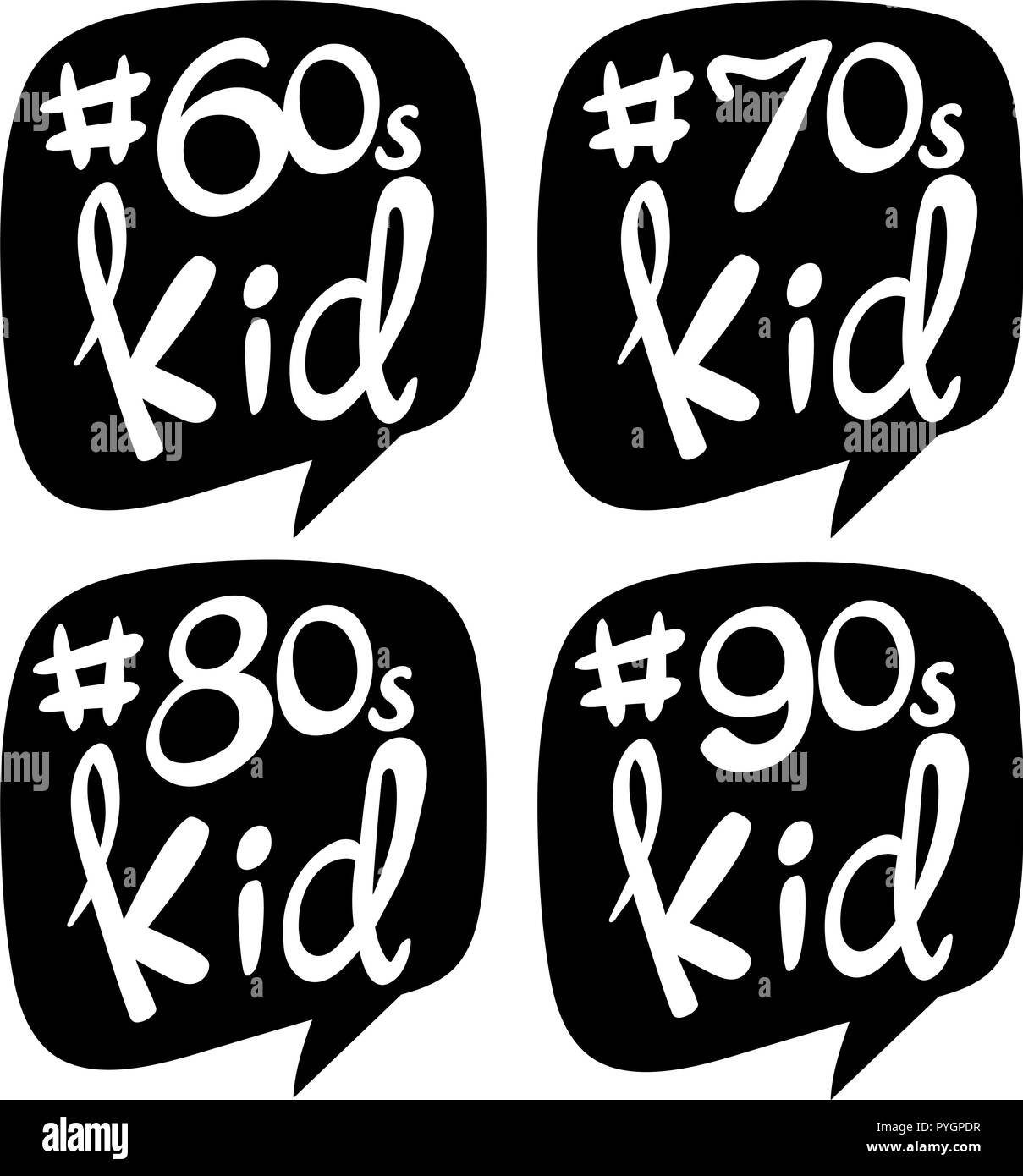 Sticker design per la generazione di diversi bambini illustrazione Illustrazione Vettoriale