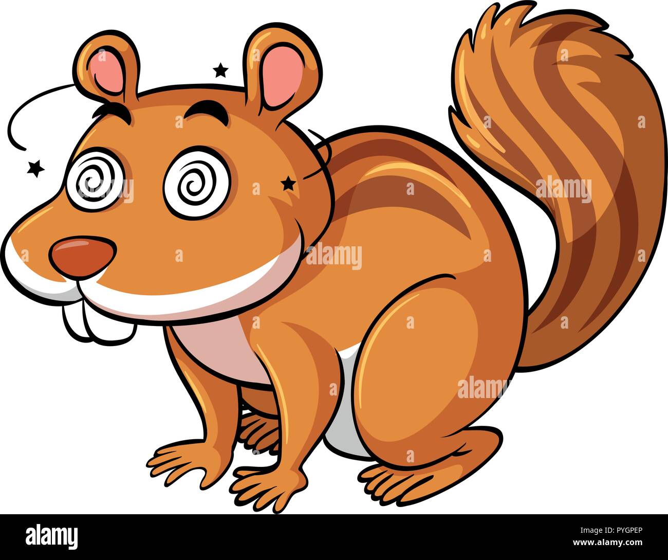 Lo scoiattolo guarda dizzy su sfondo bianco illustrazione Illustrazione Vettoriale