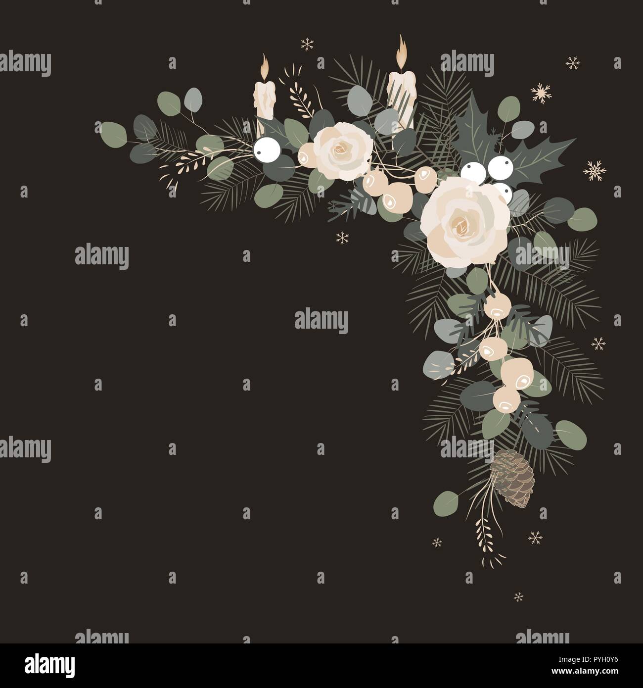 Sfondo di natale. Natale elemento di cornice fatta di rami di abete e pino coni Illustrazione Vettoriale