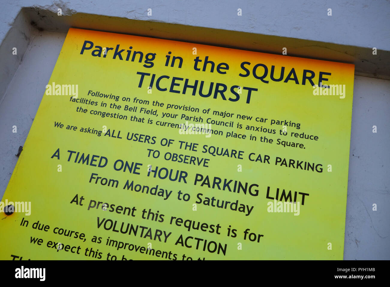 Avviso per il parcheggio pubblico di Ticehurst East Sussex, Regno Unito Foto Stock