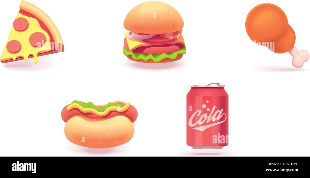 Vector fast food icona impostare Illustrazione Vettoriale
