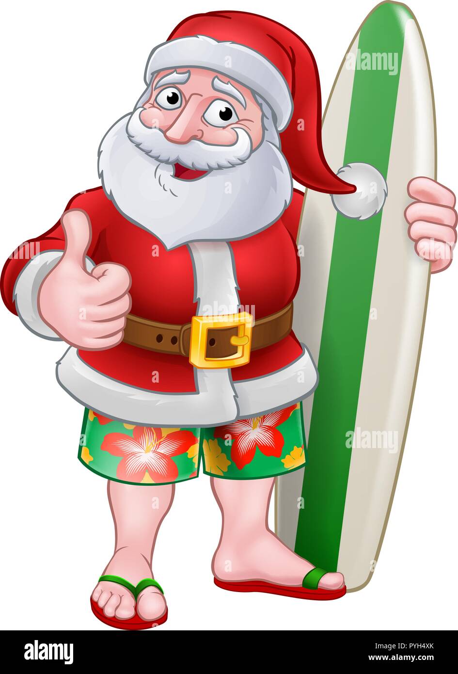 Santa Claus Surf Cartoon di Natale Illustrazione Vettoriale