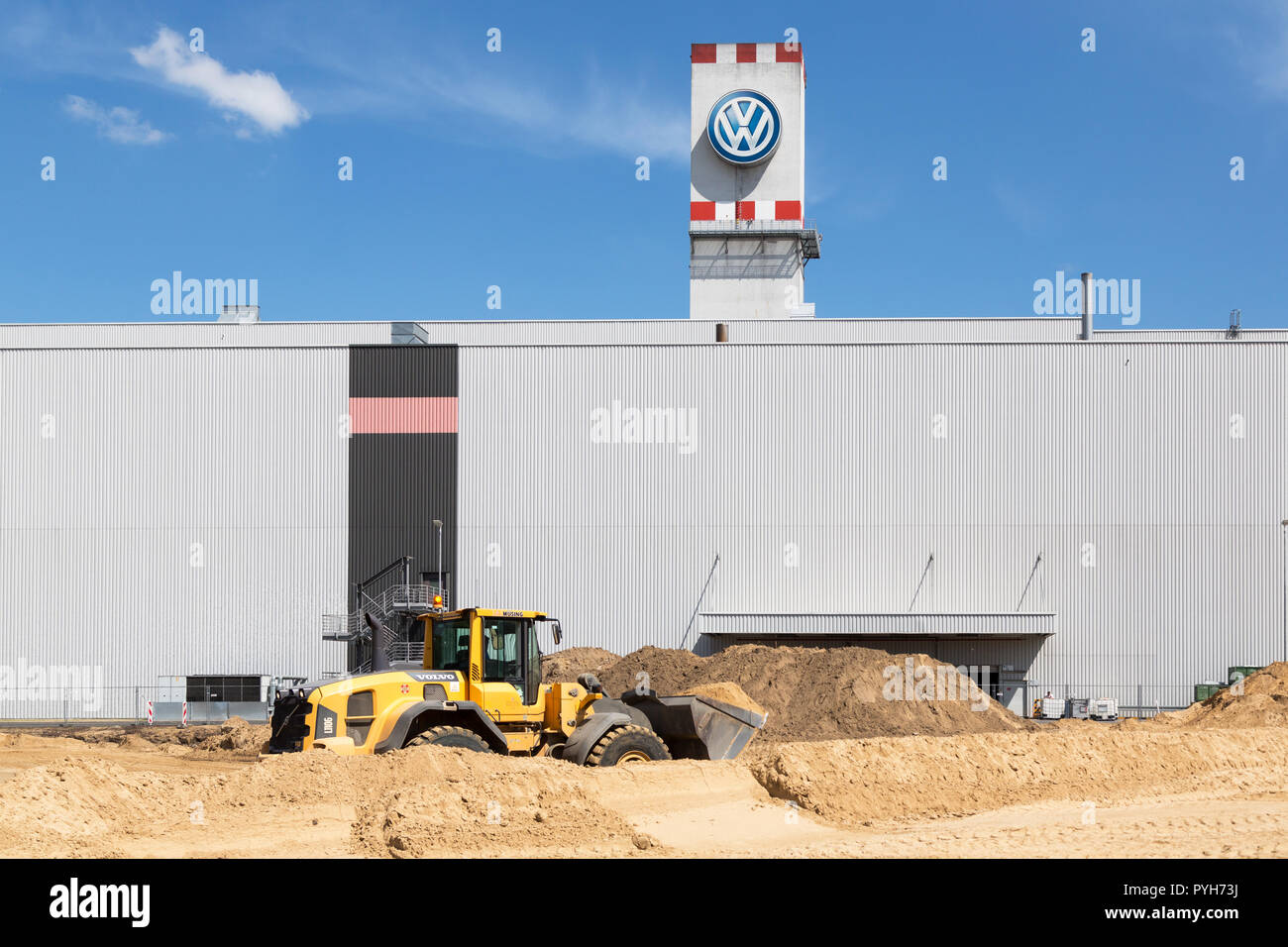 Polonia, lavori di costruzione di un'estensione a Volkswagen Poznan per il caddy e T6 veicoli commerciali. Foto Stock