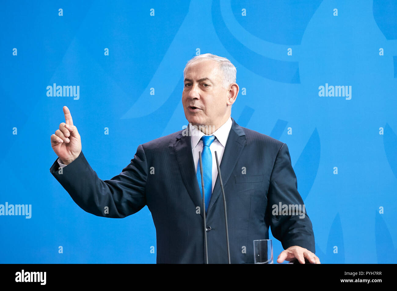 Berlino, Germania - Premier dello Stato di Israele Benjamin Netanyahu. Foto Stock