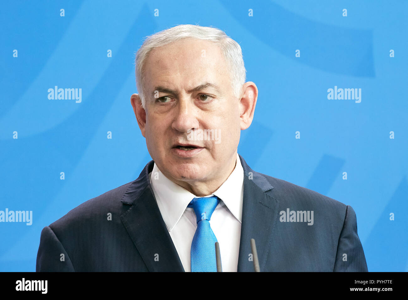 Berlino, Germania - Premier dello Stato di Israele Benjamin Netanyahu. Foto Stock