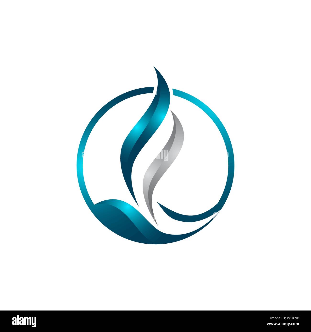 Cerchio di moderna tecnologia antincendio vettore astratto modello di logo Illustrazione Vettoriale