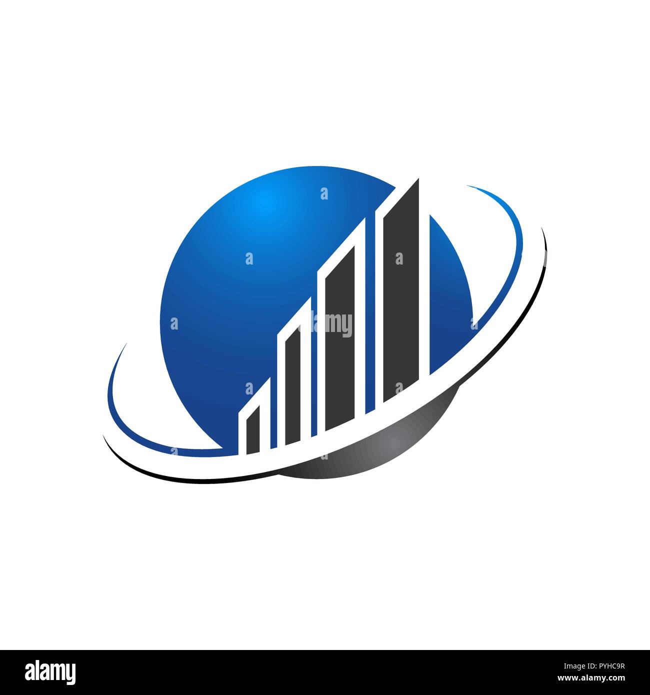 Edificio astratto mondo logo design modello. La linea real estate pianeta segno. Universal global immobiliare icona vettore Illustrazione Vettoriale