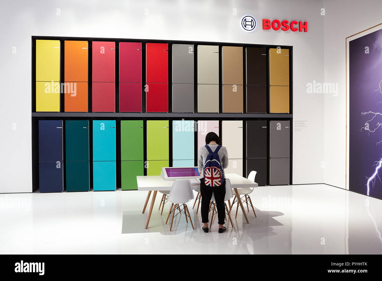 Berlino, Germania - La società tedesca Bosch presenterà le sue innovazioni nel settore dei frigoriferi a IFA 2018. Foto Stock