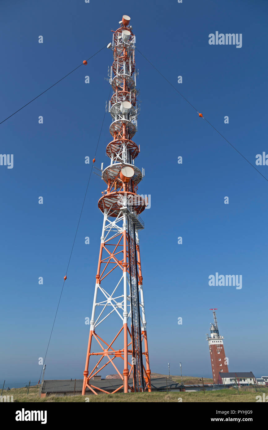 Torre della radio e del faro, Isola di Helgoland, Schleswig-Holstein, Germania Foto Stock