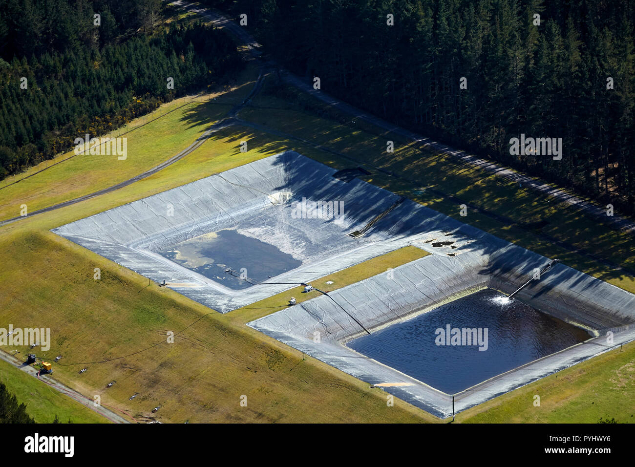Bacini di deposito, Rotorua, Isola del nord, Nuova Zelanda - aerial Foto Stock