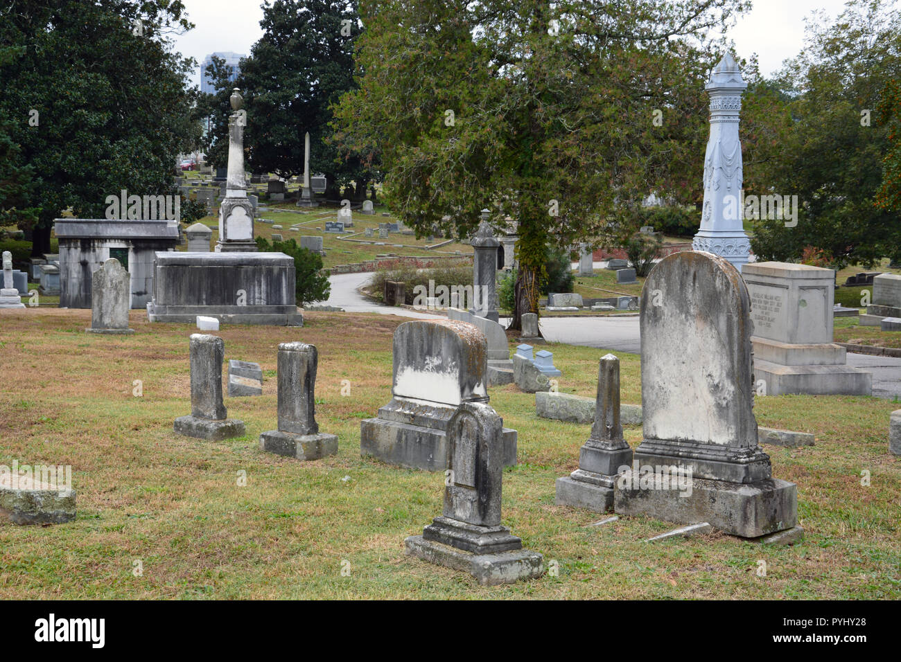 La storica Oakwood cimitero in Raleigh North Carolina. Foto Stock