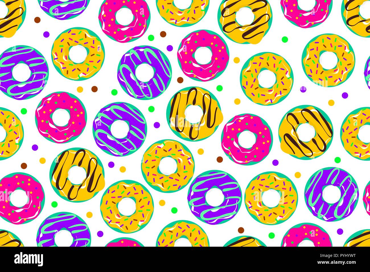 Ciambella di vetrate seamless pattern pop art style Illustrazione Vettoriale