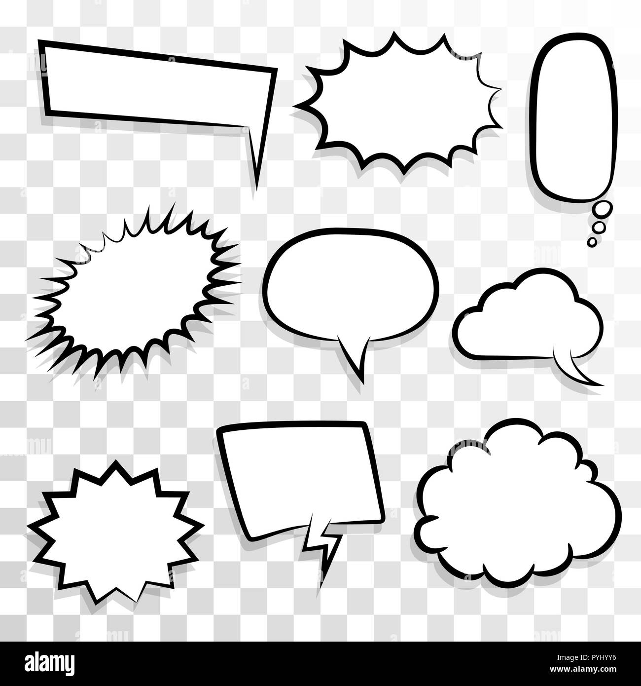 Insieme vuoto discorso bolla testo fumetto pop art Illustrazione Vettoriale