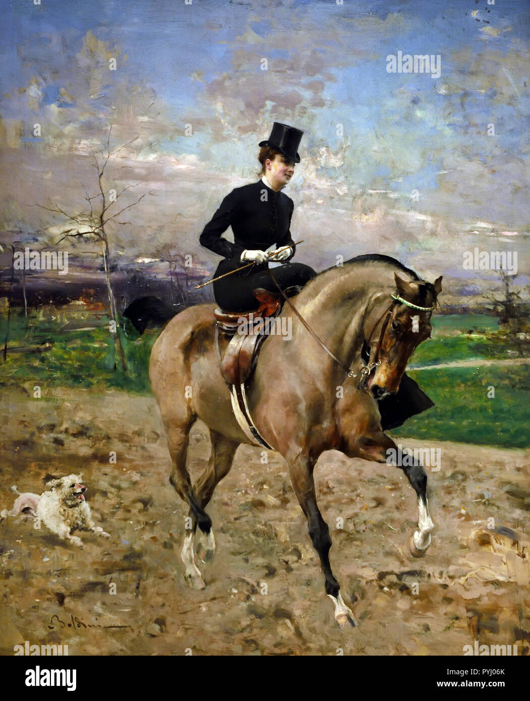 Giovanni Boldini (1842-1931) l'Amazzonia (Alice Regnault a cavallo) 1878 del XIX secolo, l'Italia, italiano. Foto Stock