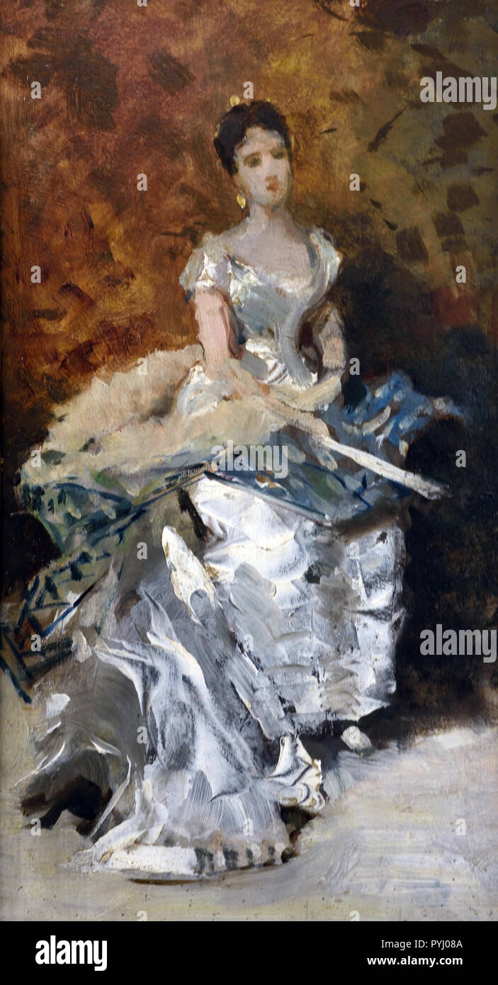 Studio per il ritratto, del maglione donna - Studio per il Ritratto di signora maglione, 1875-79 Domenico Morelli 1826-1901, Italia ,l'italiano. Foto Stock