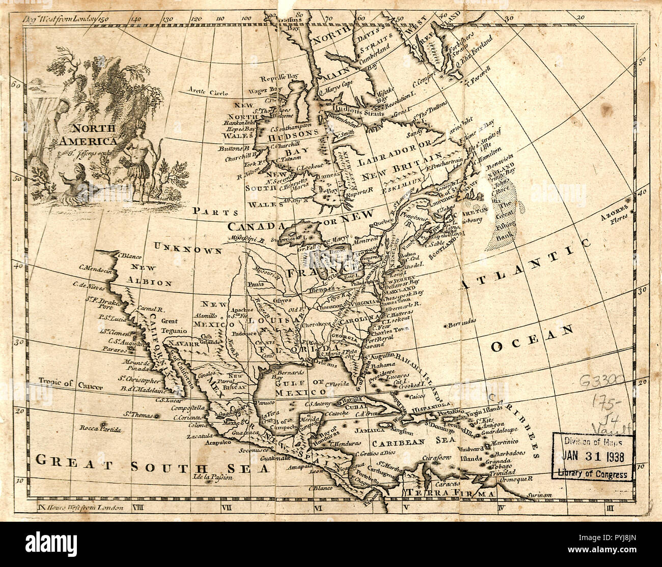 Mostra le colonie, un paio di città e paesi, tribale indiano territorio e 'DEGS. ad ovest di Londra". Foto Stock