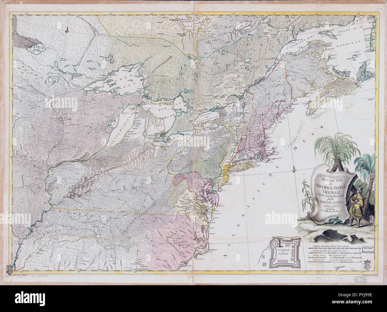 Vintage / Mappe Mappe di antiquariato - Theatrum belli in America Septentrionali ca. 1755 Foto Stock