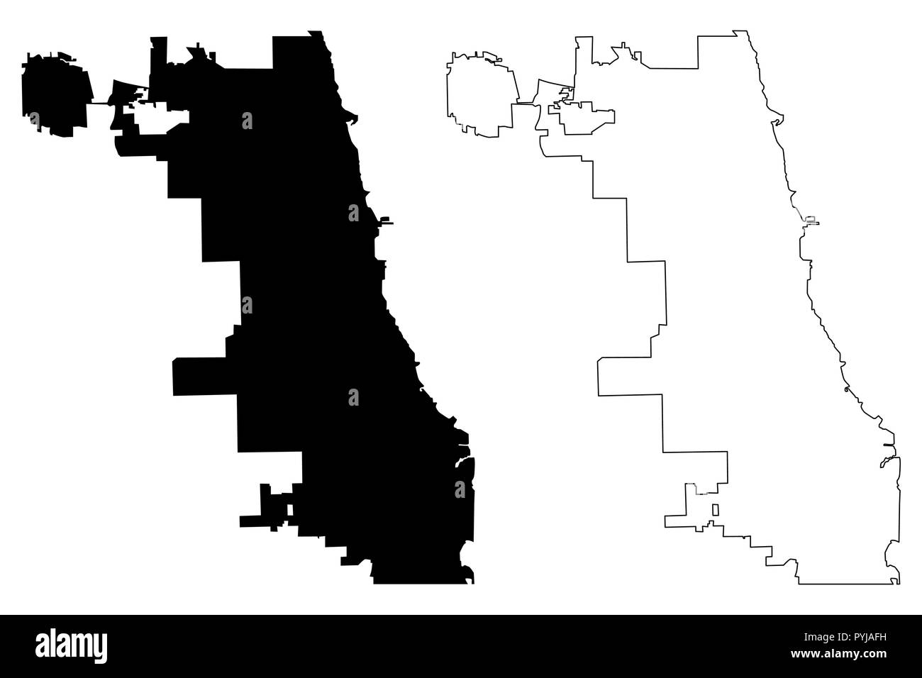 La città di Chicago ( Stati Uniti città, Stati Uniti d'America, usa city) mappa illustrazione vettoriale, scribble schizzo città di mappa di Chicago Illustrazione Vettoriale