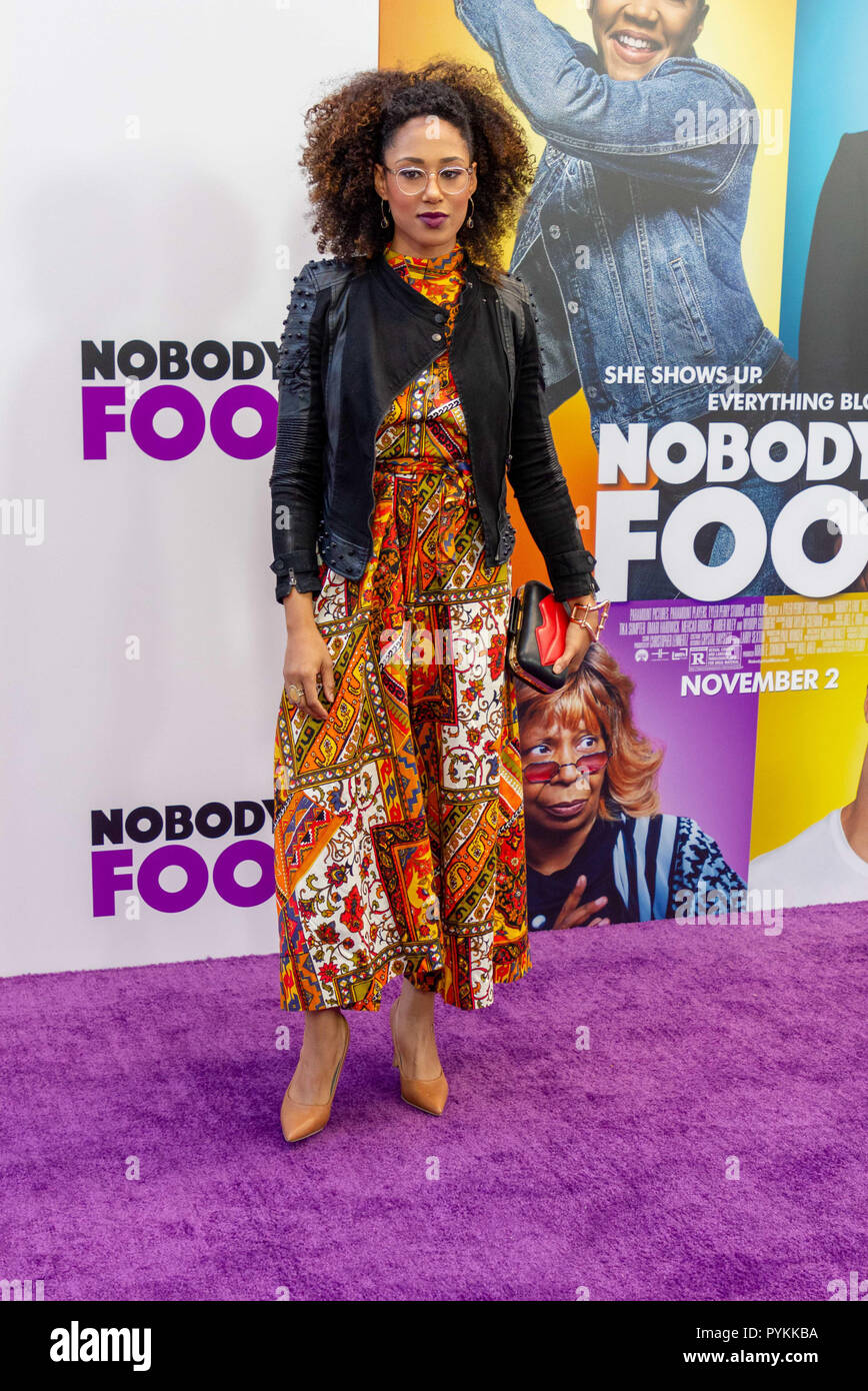 New York, Stati Uniti d'America. 28 ottobre, 2018. Elaine Welteroth assiste la prima mondiale di "Nessuno il fool' al AMC Lincoln Square a New York City il 28 ottobre 2018. Credito: Jeremy Burke/Alamy Live News Foto Stock