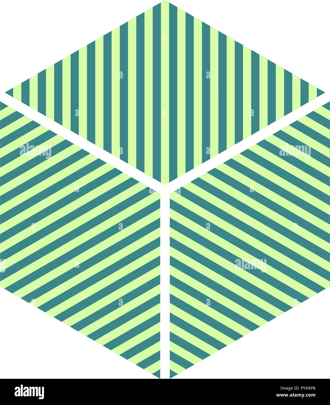 Abstract isometrica cubo striato. cubic forma geometrica con strisce. elemento vettore per il logo del marchio del prodotto o altro design Illustrazione Vettoriale