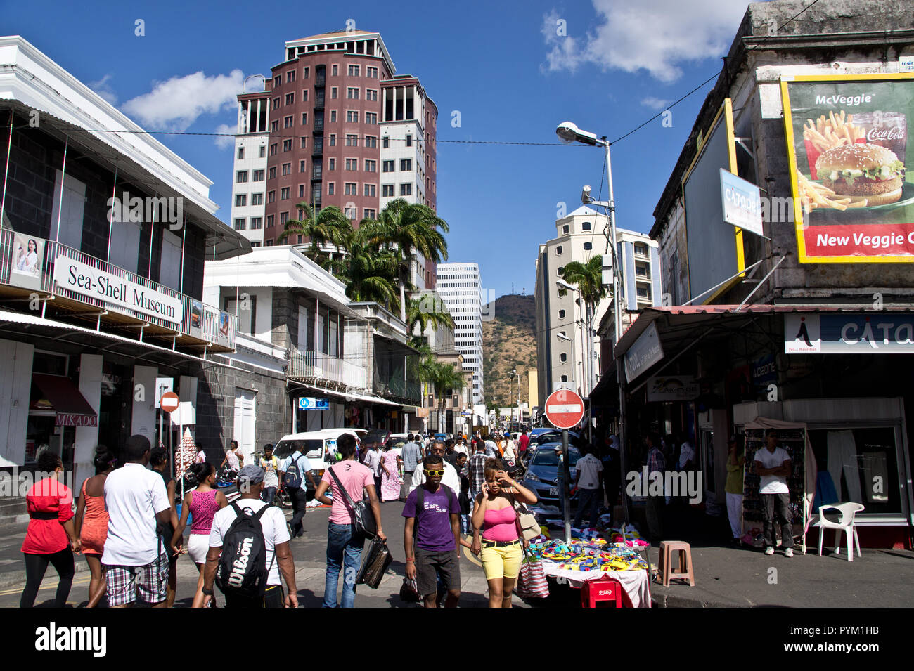 Street scence in Port Louis, Maurizio Foto Stock