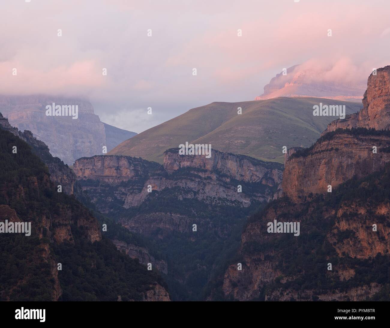 Tramonto nel Canyon Anisclo Foto Stock