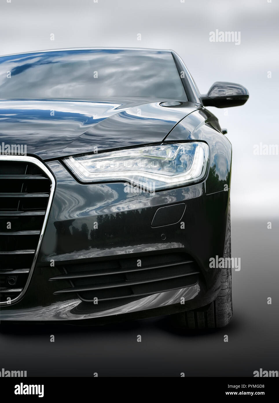 Nero moderne auto al di fuori di close-up Foto Stock