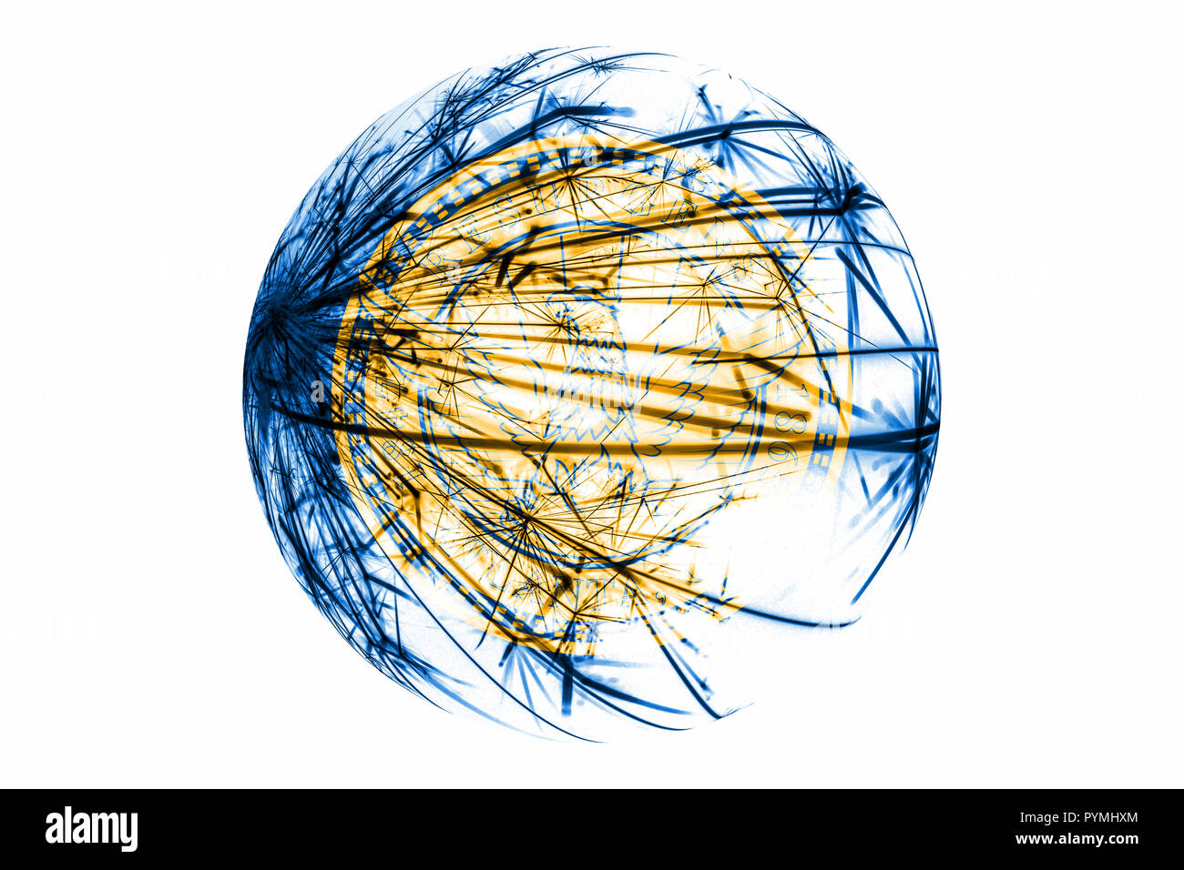 Abstract di Atlanta, Georgia bandiera spumanti. American palla di Natale concetto isolato su sfondo bianco Foto Stock