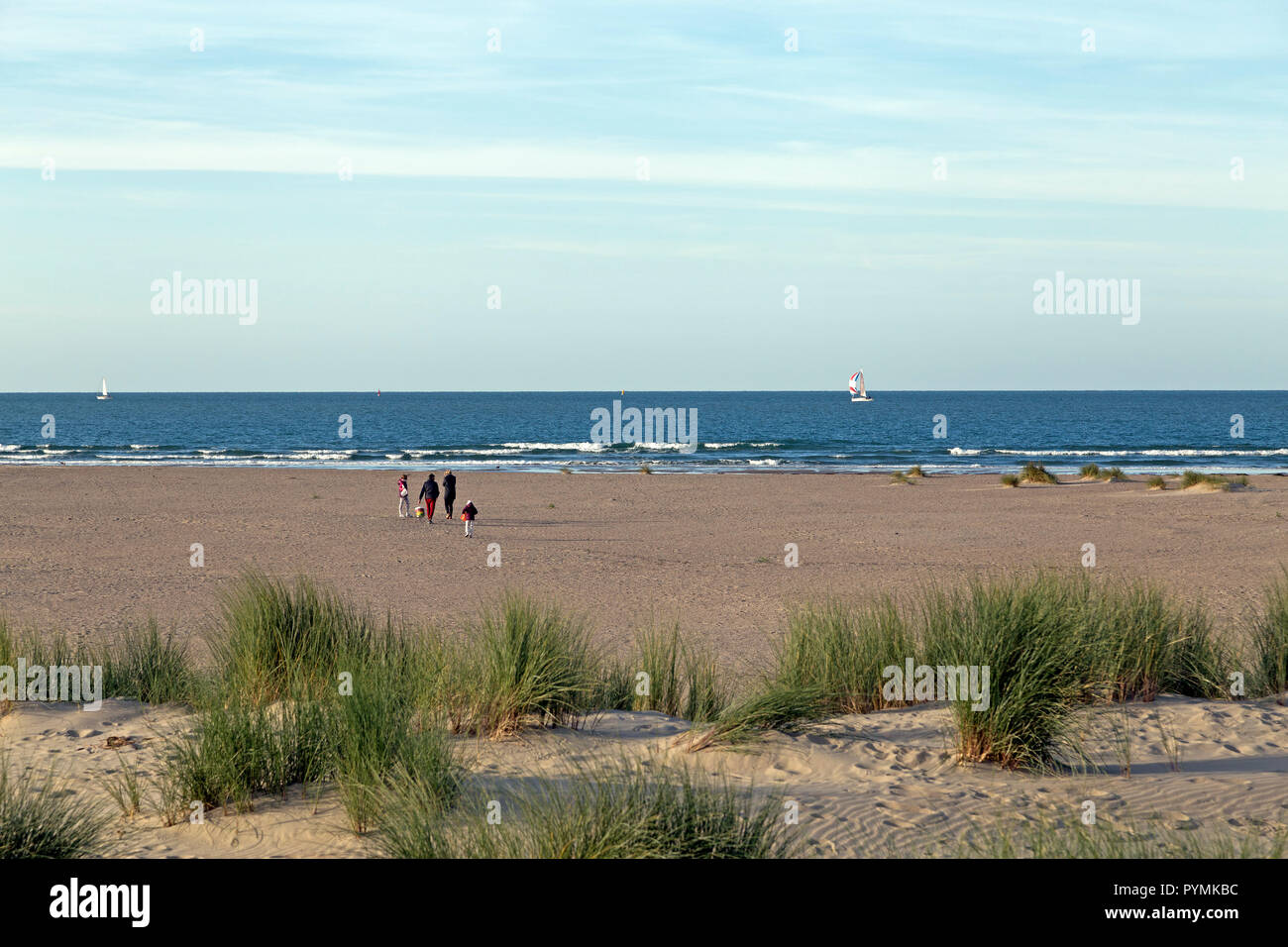 Strand, Dünkirchen, Frankreich | Spiaggia, Dunkerque, Francia Foto Stock