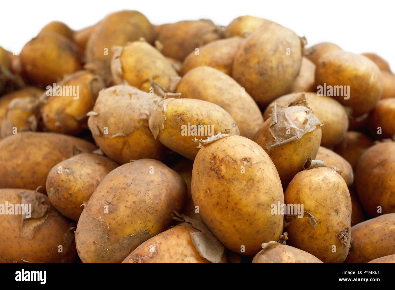 Un sacco di patate impilati Foto Stock