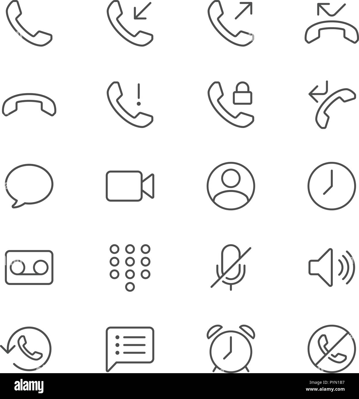 Sottile telefono icona impostare Illustrazione Vettoriale