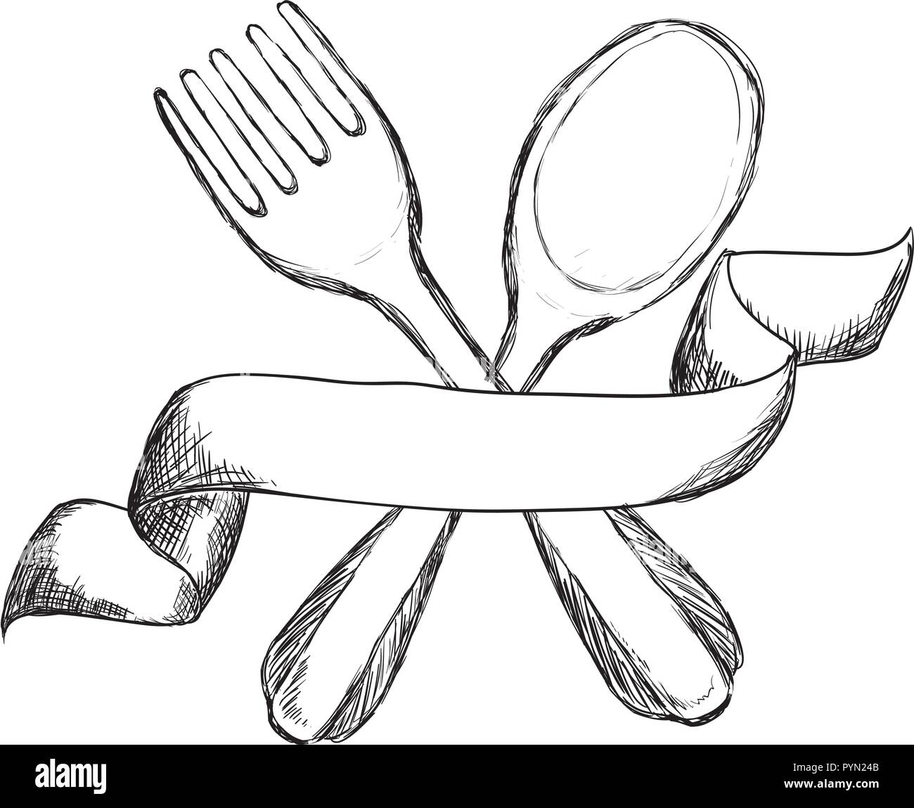 Posate menu ristorante disegnato illustrazione vettoriale design Illustrazione Vettoriale
