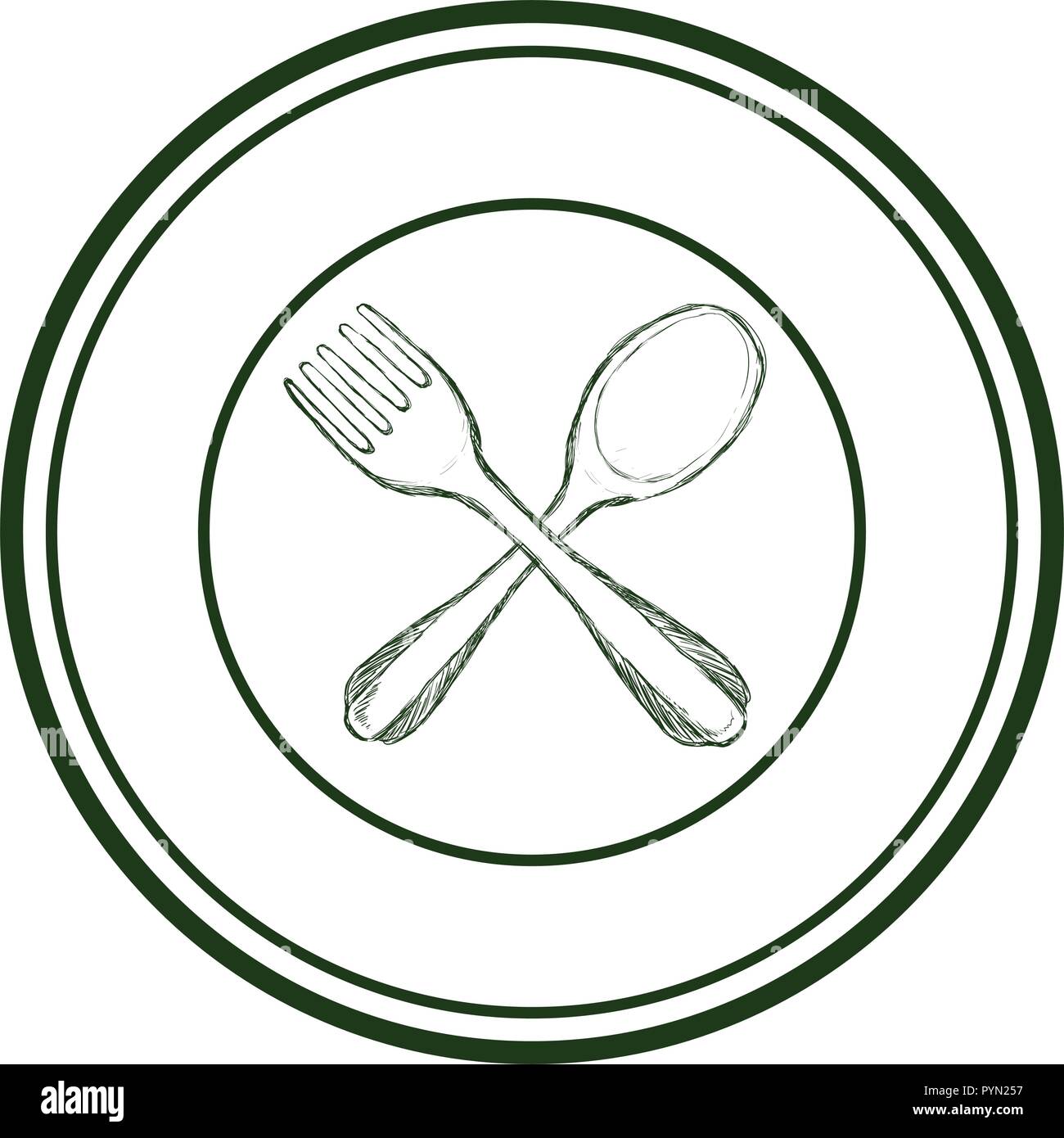 Posate menu ristorante disegnato illustrazione vettoriale design Illustrazione Vettoriale