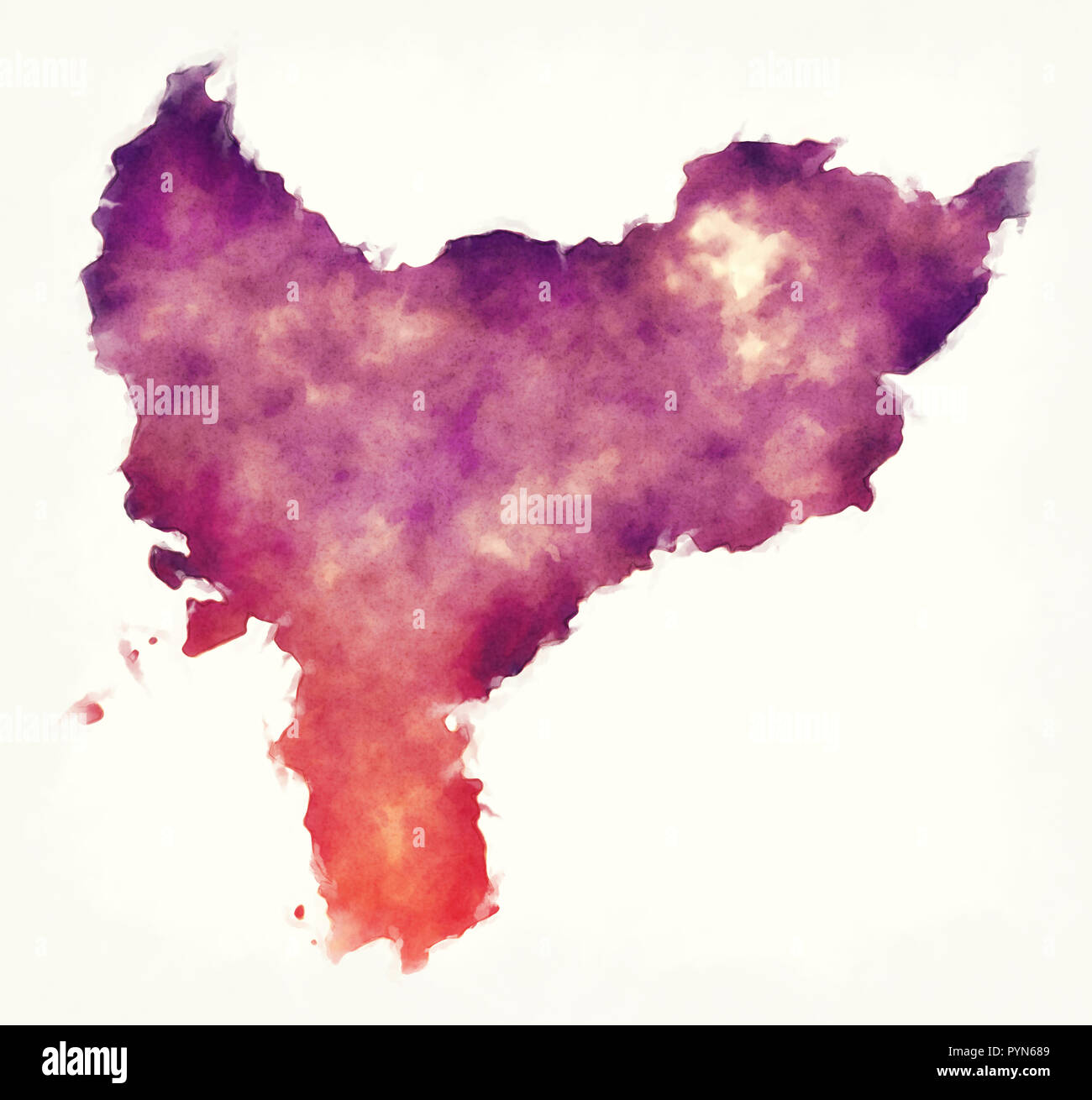 Kalimantan Barat Mappa provincia dell Indonesia davanti a uno sfondo bianco Foto Stock