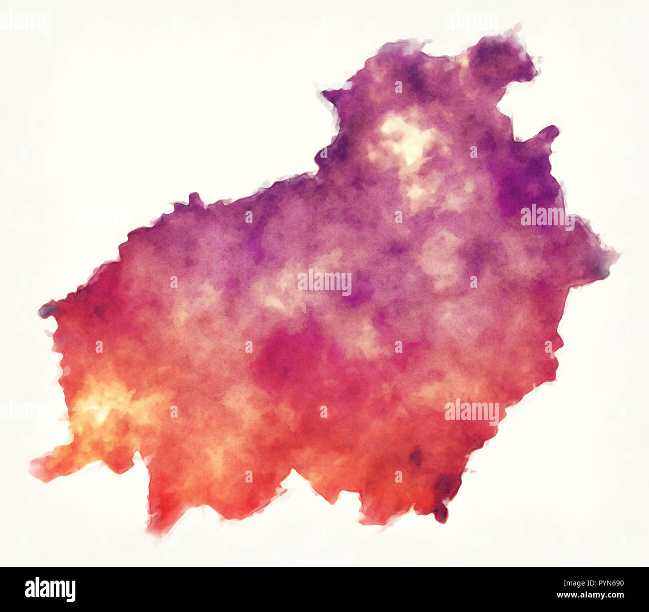 Kalimantan Tengah Mappa provincia dell Indonesia davanti a uno sfondo bianco Foto Stock