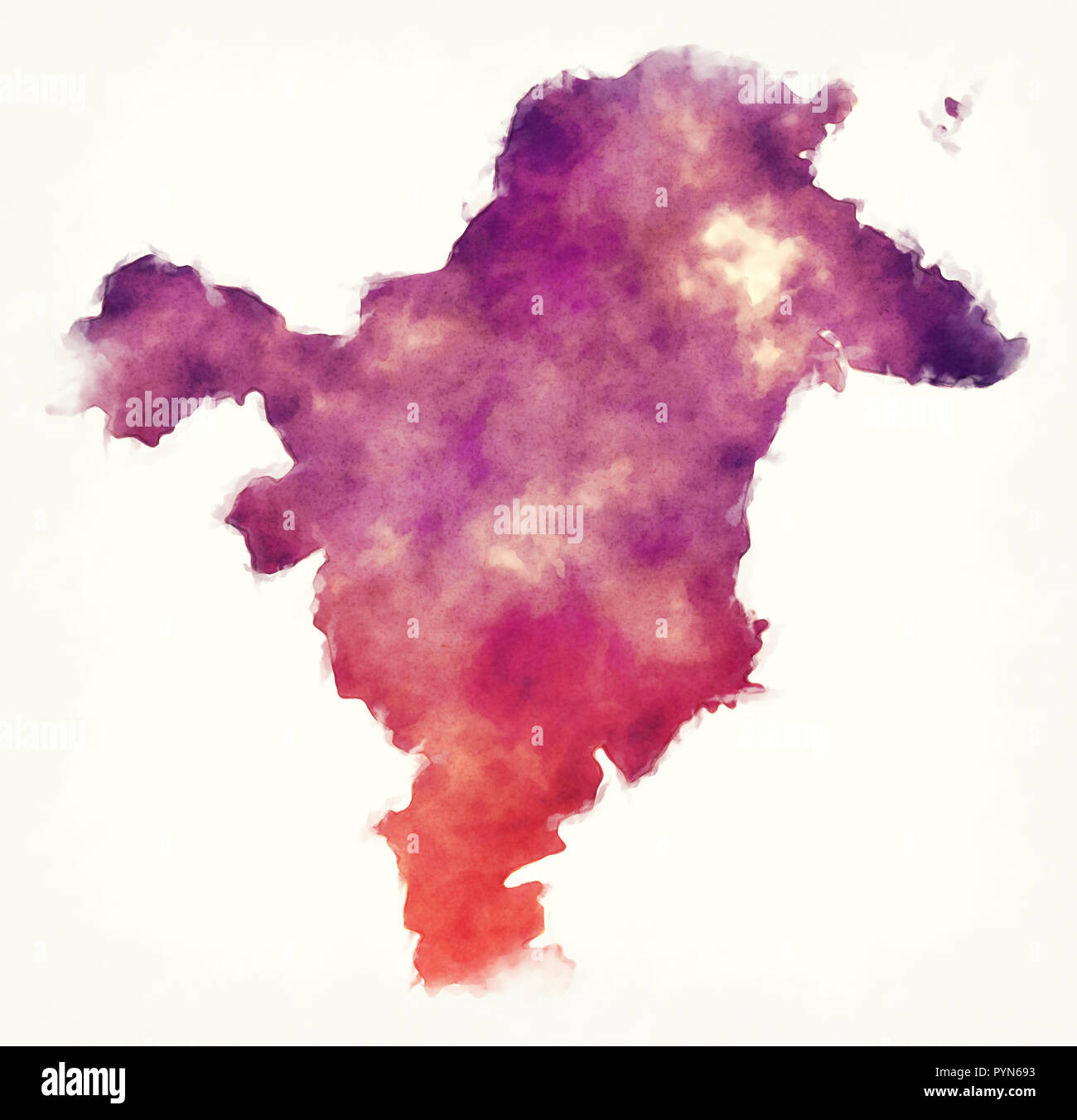 Kalimantan Timur Mappa provincia dell Indonesia davanti a uno sfondo bianco Foto Stock