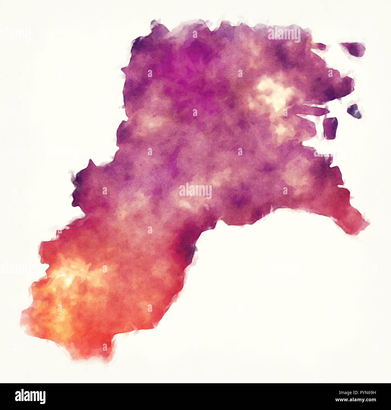 Kalimantan Utara Mappa provincia dell Indonesia davanti a uno sfondo bianco Foto Stock