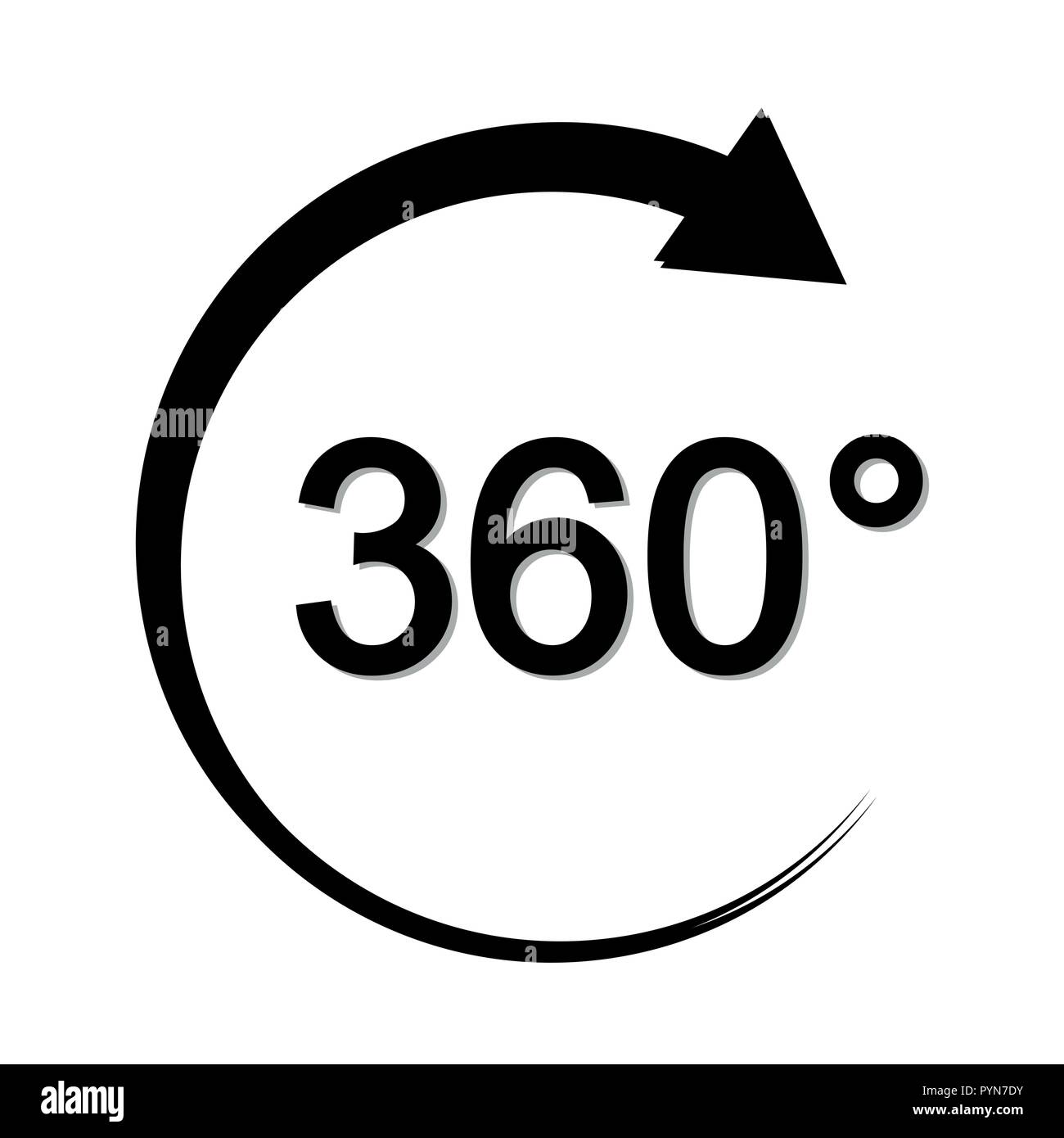 Angolo di 360 gradi icona segno di geometria simbolo matematico illustrazione vettoriale EPS10 Illustrazione Vettoriale