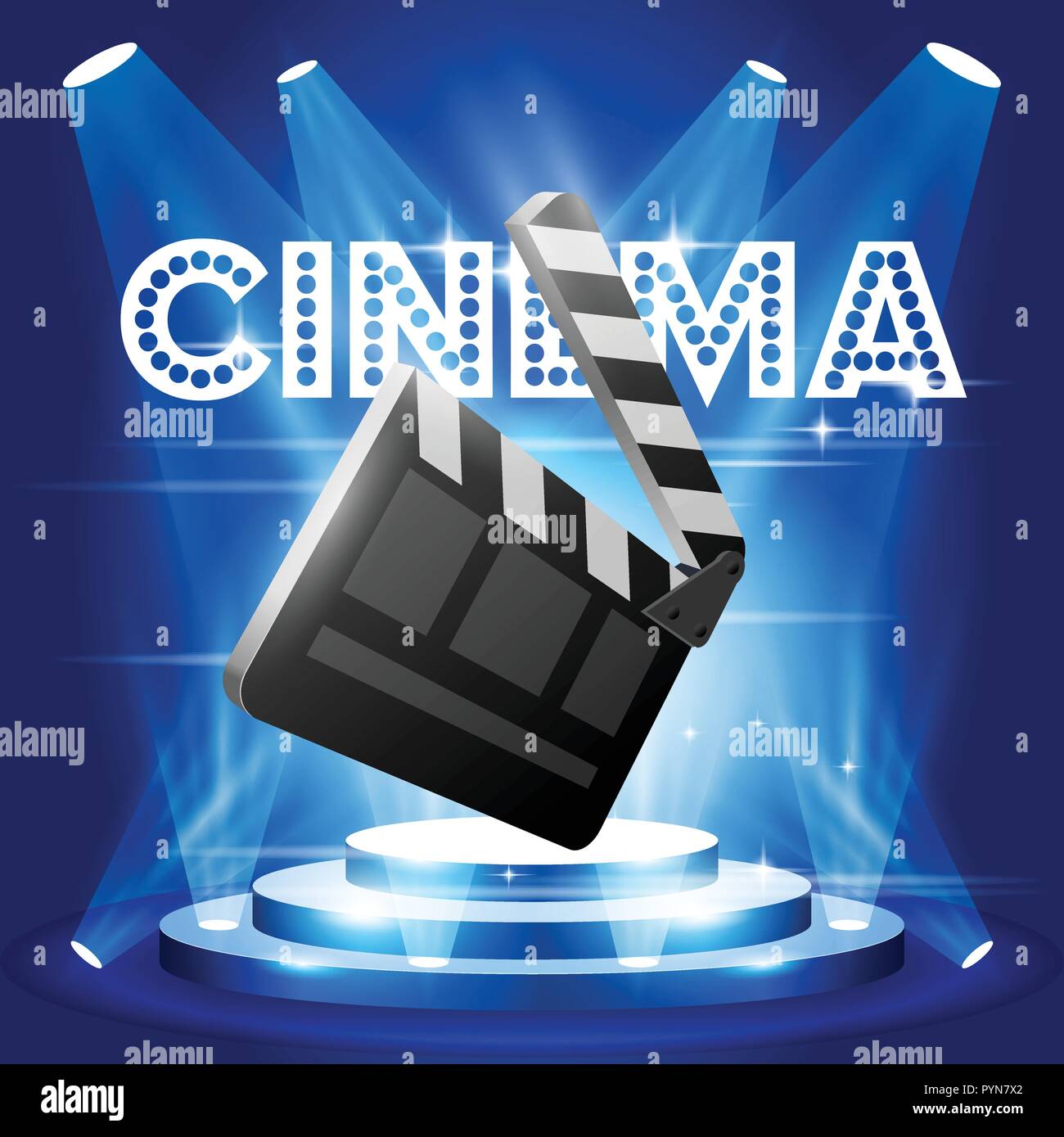 Premiere del film poster con battaglio board sul palco - cinema e il concetto di film Illustrazione Vettoriale