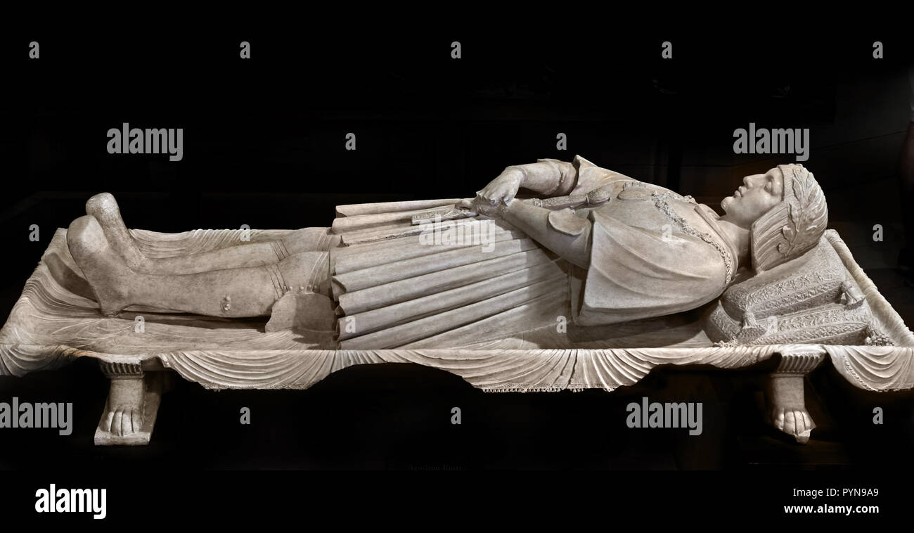 Il monumento funebre a Gaston de Foix , comandante dell'esercito francese, ucciso a Ravenna nel 1512, fu scolpito da Agostino Busti chiamato 'il Bambaja" (c. 1480-1548). Xv secolo nel Museo di Arte Antica del Castello Sforzesco - Castello Sforzesco di Milano Italia Foto Stock