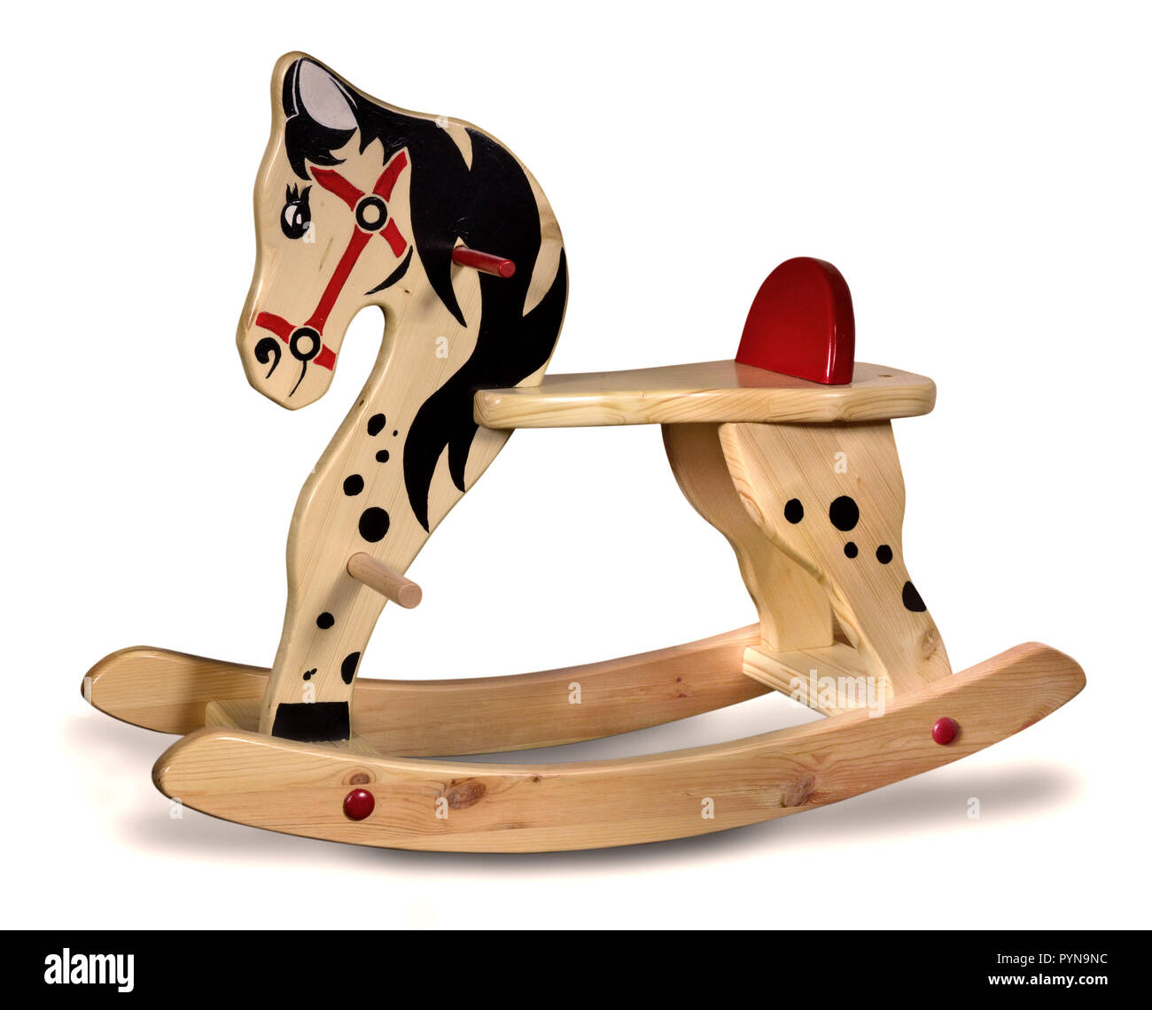 Cavallo a dondolo altalena giocattolo di legno di legno hotteh Foto Stock