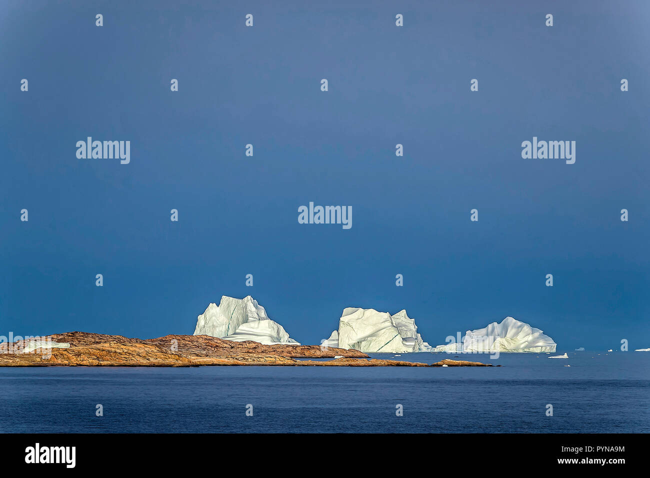 Eisberge vor der Küste von Grönland, Nordpolarmeer, Arktis | Iceberg presso la costa della Groenlandia, polare del Nord Oceano Artico, Foto Stock