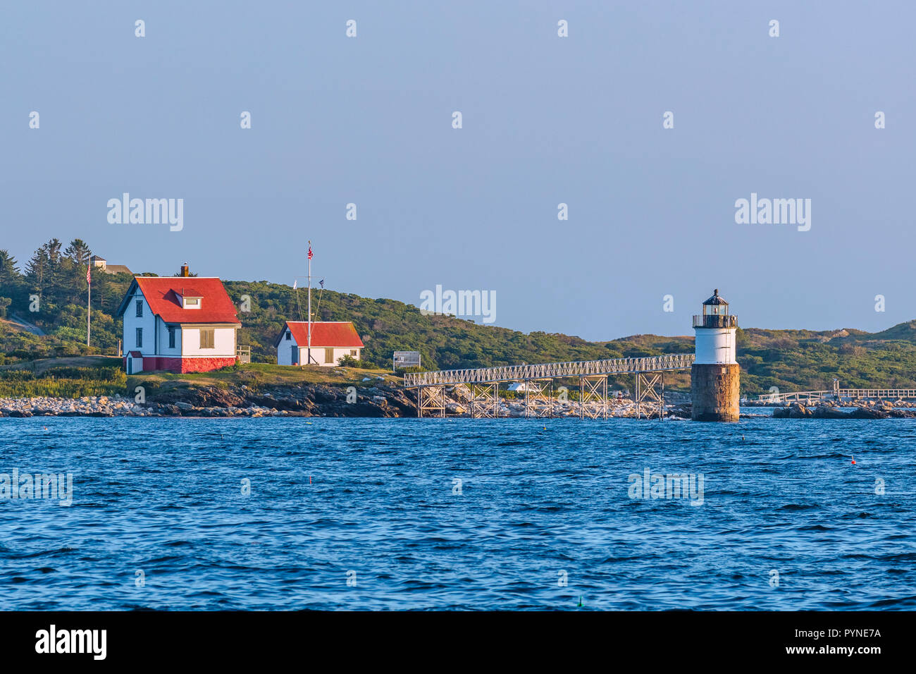 Isola di Ram luce costruito nel 1883 sul lato est di Boothbay Harbor Mainbe negli Stati Uniti Foto Stock