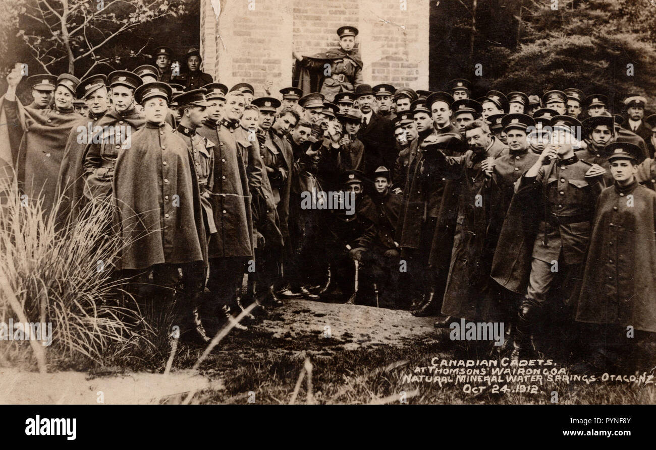 Cadetti canadese, Otago Nuova Zelanda, Thomson Wairongoa acqua, cartolina di antiquariato Foto Stock