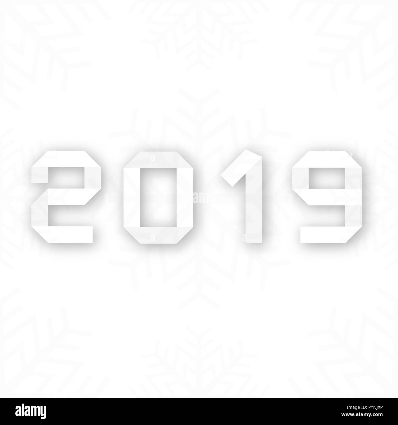 Carta biglietto di auguri con il testo del 2019. Stile Origami, illustrazione vettoriale Illustrazione Vettoriale