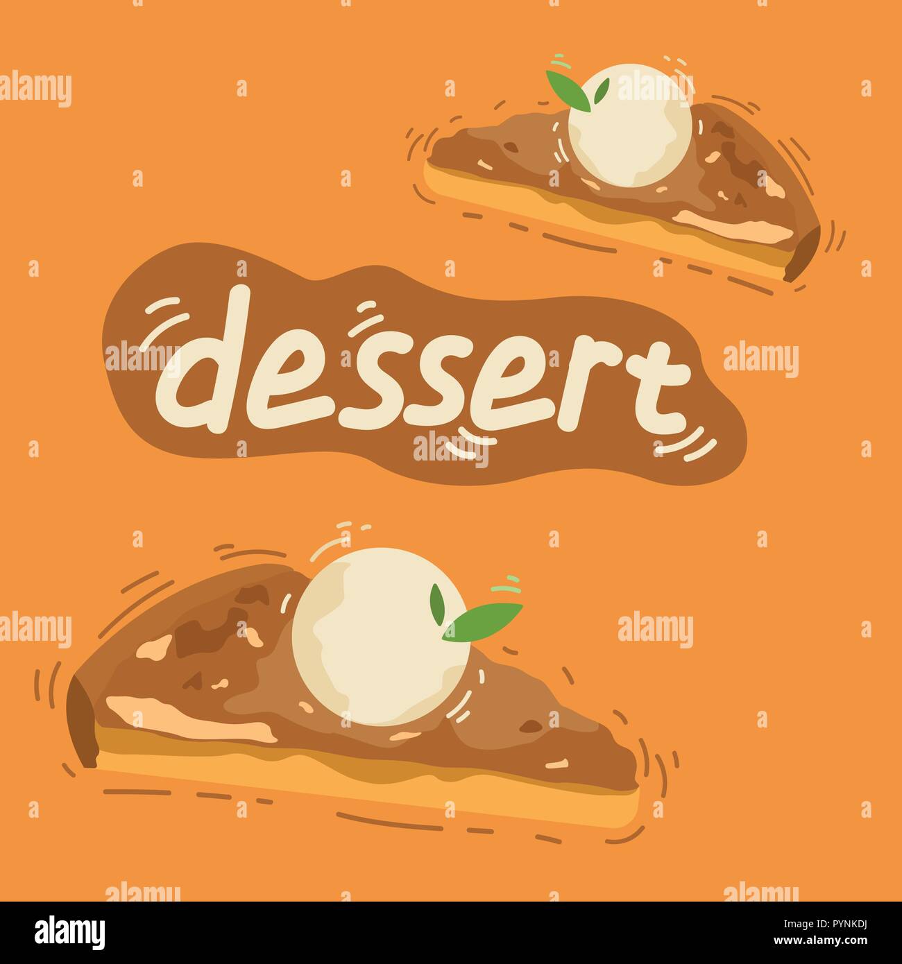 Pezzo di torta di mele con cucchiaio di gelato Illustrazione Vettoriale