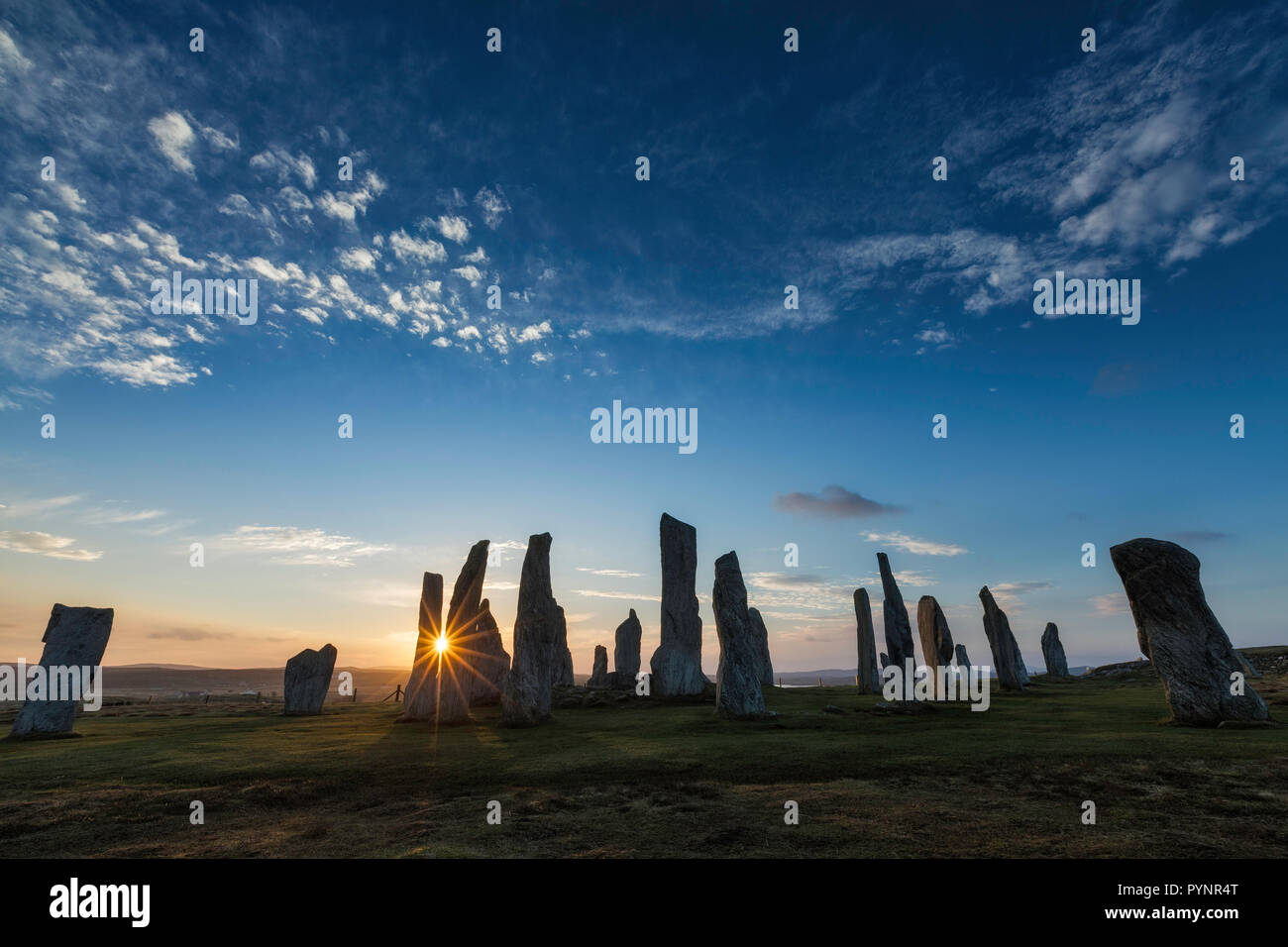 Callanish Stone Circle, isola di Lewis, Ebridi Esterne, Scozia Foto Stock